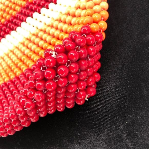 Urban Outfitters Retro Orange Red Cream Beaded Handbag NWT - Picture 3 of 11